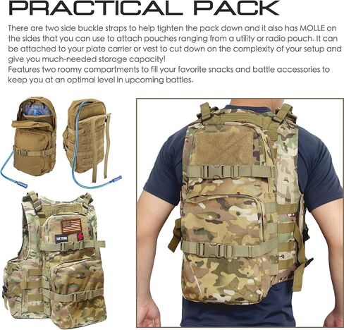 LIVANS Tactical Hydration Pack Molle Hydration Carrier Military Hydration Pouch 3L Water Bladder Holder for Tactical Backpack Plate Carrier(Bladder Not Included) in Saudi Arabia