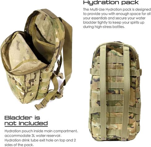 LIVANS Tactical Hydration Pack Molle Hydration Carrier Military Hydration Pouch 3L Water Bladder Holder for Tactical Backpack Plate Carrier(Bladder Not Included) in Saudi Arabia