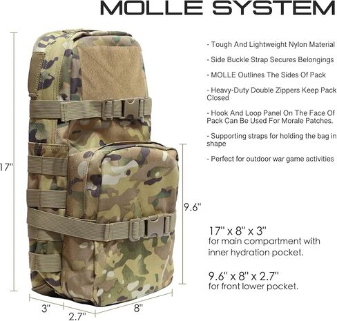 LIVANS Tactical Hydration Pack Molle Hydration Carrier Military Hydration Pouch 3L Water Bladder Holder for Tactical Backpack Plate Carrier(Bladder Not Included) in Saudi Arabia