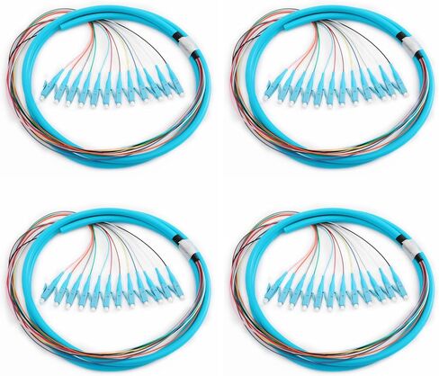 GESD 4 Pack LC-OM3 12 Pigtail 12 Strand Multimode OM3/OM4 50/125 LC-UPC Fiber Pigtail, 1.5 Meter 4 Pcs in Kuwait