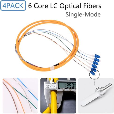 GESD 4 Pack LC-OM3 12 Pigtail 12 Strand Multimode OM3/OM4 50/125 LC-UPC Fiber Pigtail, 1.5 Meter 4 Pcs in Kuwait