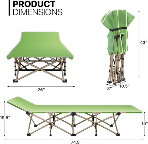 MoNiBloom Folding Sleeping Cot for Adults, Easy to Set Up Portable & Lightweight Camping Cot for Outdoor Camping, Lounging and Elevated Napping, Support 360 lbs, Pink in Kuwait