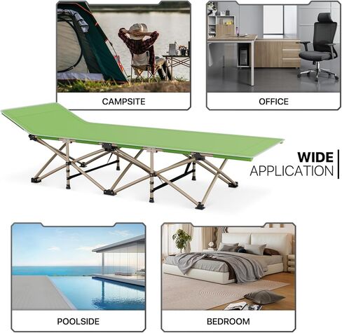 MoNiBloom Folding Sleeping Cot for Adults, Easy to Set Up Portable & Lightweight Camping Cot for Outdoor Camping, Lounging and Elevated Napping, Support 360 lbs, Pink in Kuwait