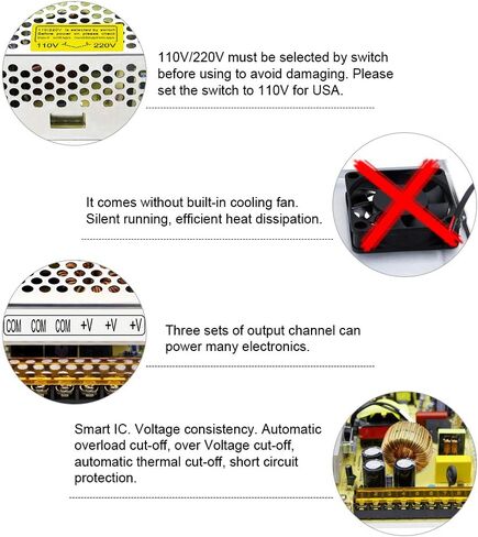 SHNITPWR 24V Power Supply 10A 240W AC DC Adapter, DC 24 Volt 10 Amp Switching Power Converter Transformer LED Driver 110V / 220V AC in for LED Light Strip 3D Printer CCTV Security System LCD Monitor in Kuwait