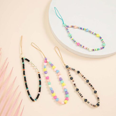 Phone Charm Cute Strap Lanyard Beads Pearl Bracelet Cell Phone Chain Wristlet in Saudi Arabia
