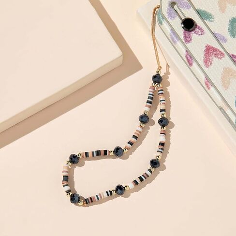Phone Charm Cute Strap Lanyard Beads Pearl Bracelet Cell Phone Chain Wristlet in Saudi Arabia