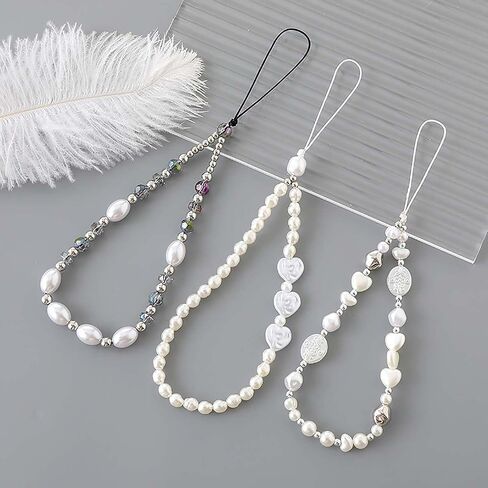 Phone Charm Cute Strap Lanyard Beads Pearl Bracelet Cell Phone Chain Wristlet in Saudi Arabia