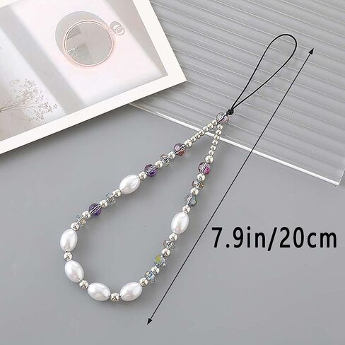 Phone Charm Cute Strap Lanyard Beads Pearl Bracelet Cell Phone Chain Wristlet in Saudi Arabia
