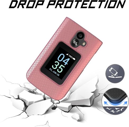 Ailiber for TCL Flip 3 Phone Case, TCL Flip 3 T435W Cell Phone Case, with Screen Protector, Dual Layer Shockproof Silicone Bumper, Non Slip Back Heavy Duty Rugged Phone Cover-Red in Saudi Arabia