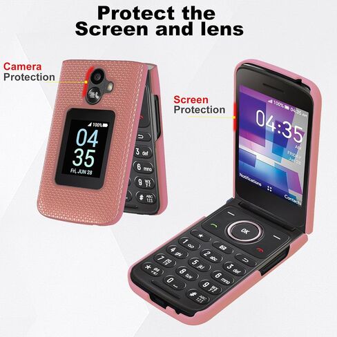 Ailiber for TCL Flip 3 Phone Case, TCL Flip 3 T435W Cell Phone Case, with Screen Protector, Dual Layer Shockproof Silicone Bumper, Non Slip Back Heavy Duty Rugged Phone Cover-Red in Saudi Arabia