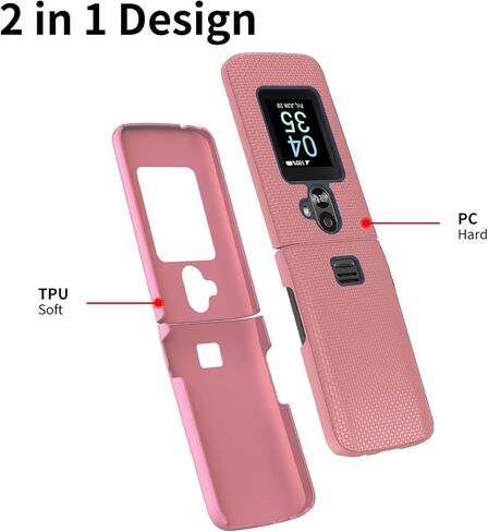Ailiber for TCL Flip 3 Phone Case, TCL Flip 3 T435W Cell Phone Case, with Screen Protector, Dual Layer Shockproof Silicone Bumper, Non Slip Back Heavy Duty Rugged Phone Cover-Red in Saudi Arabia