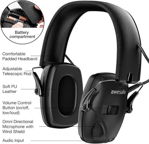 awesafe Electronic Shooting Earmuff Ear Hearing Protection Safety Ear Muffs Noise Reduction Sound Amplification in Saudi Arabia