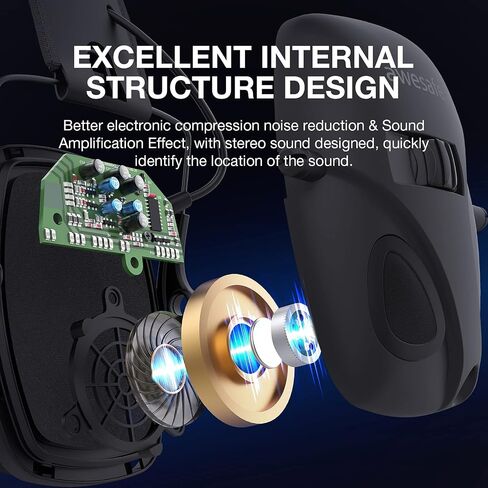 awesafe Electronic Shooting Earmuff Ear Hearing Protection Safety Ear Muffs Noise Reduction Sound Amplification in Saudi Arabia