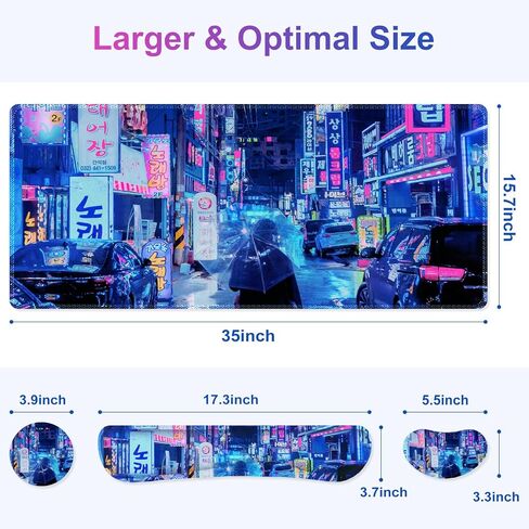 مجموعة لوحة ماوس كبيرة للألعاب، لوحة ماوس ممتدة 4 في 1، وسادة مكتب + وسادة مسند للمعصم للوحة المفاتيح + حصيرة ماوس مع دعم للمعصم + قاعدة، واقي حصيرة مكتب مقاوم للماء للمنزل والمكتب والكمبيوتر المحمول - زهرة ملونة in Kuwait