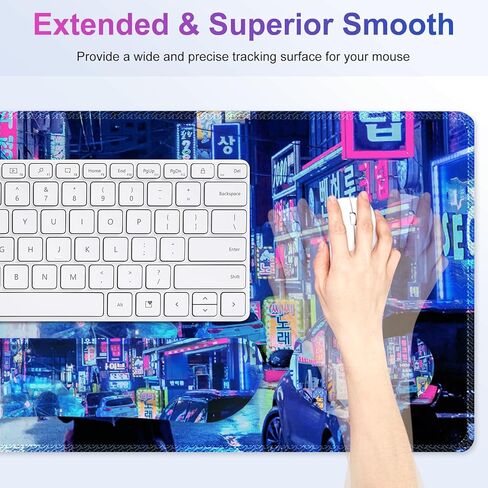 مجموعة لوحة ماوس كبيرة للألعاب، لوحة ماوس ممتدة 4 في 1، وسادة مكتب + وسادة مسند للمعصم للوحة المفاتيح + حصيرة ماوس مع دعم للمعصم + قاعدة، واقي حصيرة مكتب مقاوم للماء للمنزل والمكتب والكمبيوتر المحمول - زهرة ملونة in Kuwait