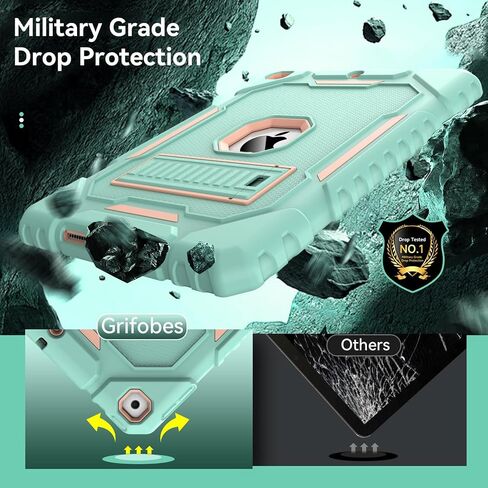 Grifobes Case for iPad Air 11-inch (M3/M2) 2025/2024, for iPad Air 5th/4th Generation 2022/2020 10.9", Heavy Duty Rugged Cover with Stand/Pencil Holder for i Pad Air 6th 5 4 Gen (Black+Blue) in Saudi Arabia