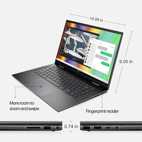HP Envy X360 2-in-1 Laptop, 15.6" IPS Touchscreen, AMD Ryzen 7 5825U Processor, Backlit Keyboard, Fingerprint Reader, Wi-Fi 6, Audio by Bang & Olufsen, Windows 11 (32GB RAM | 1TB PCIe SSD) in Saudi Arabia