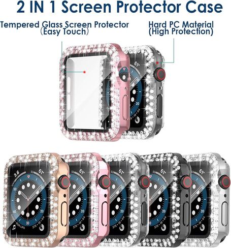 حافظة حماية شاشة نسائية من Simpeak مكونة من 5 قطع متوافقة مع Apple Watch 38mm 40mm 41mm 45mm Series 10 42mm 46mm، حافظة شاشة متوافقة مع iWatch Series 10 9 8 7 6 5 4 3 2 1 (40 مم) in Kuwait