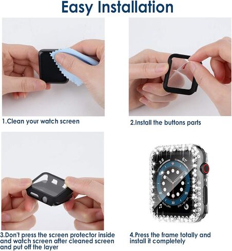 حافظة حماية شاشة نسائية من Simpeak مكونة من 5 قطع متوافقة مع Apple Watch 38mm 40mm 41mm 45mm Series 10 42mm 46mm، حافظة شاشة متوافقة مع iWatch Series 10 9 8 7 6 5 4 3 2 1 (40 مم) in Kuwait
