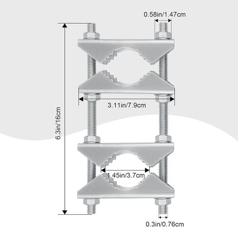 Double Antenna Mast Clamp - Heavy Duty Galvanized Iron Mount for Secure Pole-to-Pole Connection, Rust-Resistant, Ideal for Antennas and Satellite Dishes 2PCS in Kuwait