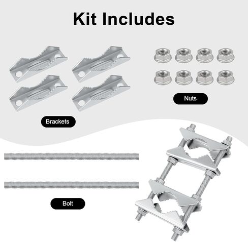Double Antenna Mast Clamp - Heavy Duty Galvanized Iron Mount for Secure Pole-to-Pole Connection, Rust-Resistant, Ideal for Antennas and Satellite Dishes 2PCS in Kuwait