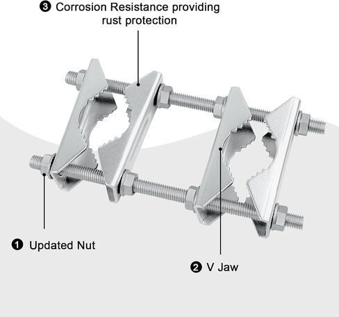 Double Antenna Mast Clamp - Heavy Duty Galvanized Iron Mount for Secure Pole-to-Pole Connection, Rust-Resistant, Ideal for Antennas and Satellite Dishes 2PCS in Kuwait