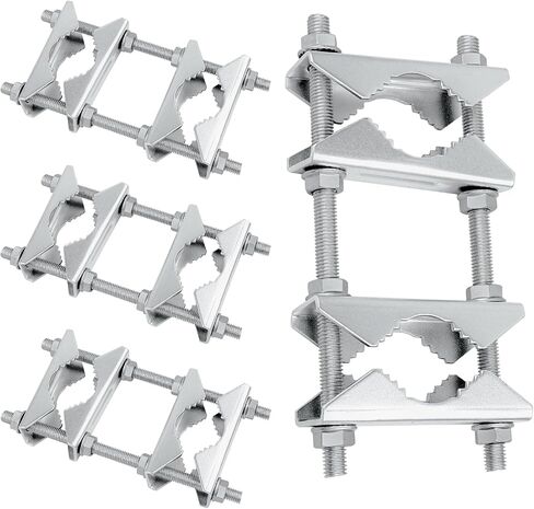 Double Antenna Mast Clamp - Heavy Duty Galvanized Iron Mount for Secure Pole-to-Pole Connection, Rust-Resistant, Ideal for Antennas and Satellite Dishes 2PCS in Kuwait