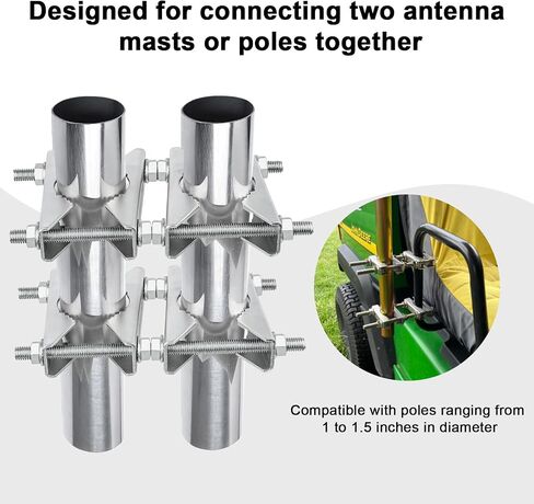 Double Antenna Mast Clamp - Heavy Duty Galvanized Iron Mount for Secure Pole-to-Pole Connection, Rust-Resistant, Ideal for Antennas and Satellite Dishes 2PCS in Kuwait