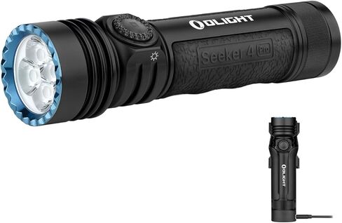 OLIGHT Seeker 4 Pro Rechargeable Flashlights, High Powerful Bright Flashlight 4600 Lumens with USB C Holster, Waterproof for Emergencies, Camping, Searching (Matte Black Cool White) in Saudi Arabia