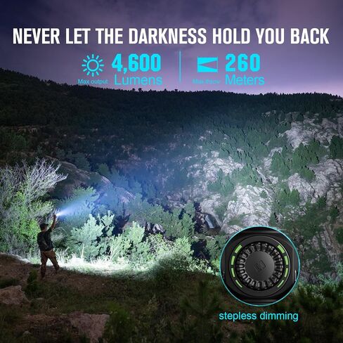 OLIGHT Seeker 4 Pro Rechargeable Flashlights, High Powerful Bright Flashlight 4600 Lumens with USB C Holster, Waterproof for Emergencies, Camping, Searching (Matte Black Cool White) in Saudi Arabia