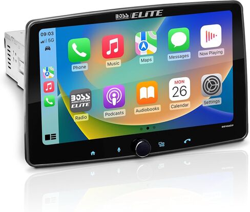 BOSS Audio Systems Elite BE10ACP Car Stereo - Detachable 10.1" Touch Screen Car Stereo Apple CarPlay & Android Auto Head Unit, Single DIN with Double DIN Brackets, Bluetooth, No CD/DVD Player in Saudi Arabia