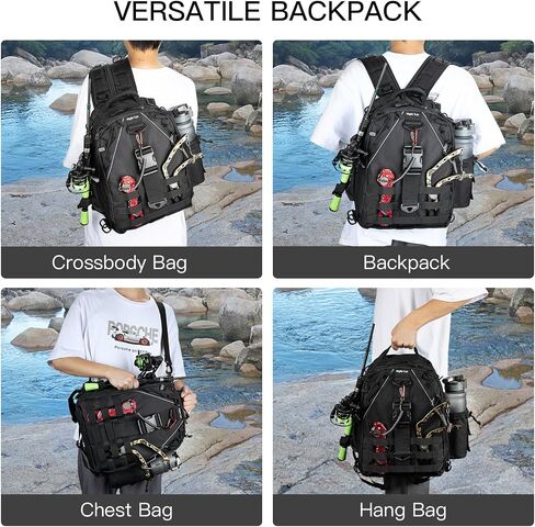 Night Cat Fishing Tackle Backpack: Fly Fishing Sling Bag With Rod Holder Fishing Shoulder Storage Bags in Saudi Arabia