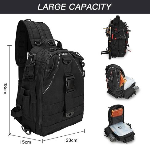 Night Cat Fishing Tackle Backpack: Fly Fishing Sling Bag With Rod Holder Fishing Shoulder Storage Bags in Saudi Arabia