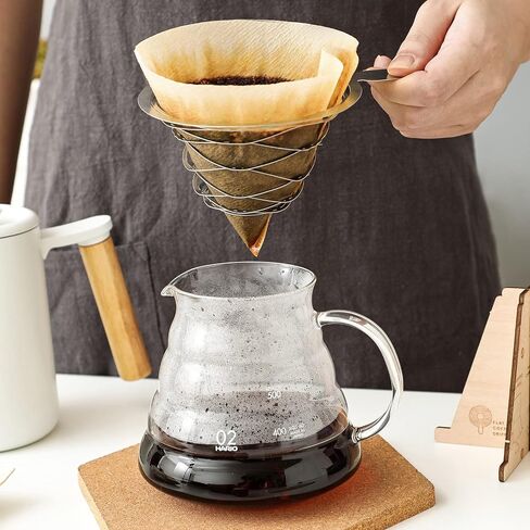 Pour-Over Coffee Dripper - Stainless Steel Coffee Maker with Wooden Stand for 1-4 Cups, Office Home Camping Picnic Travel in Saudi Arabia