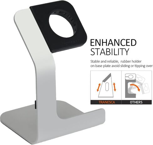 Watch Charger Stand Holder Dock Compatible with Apple Watch Series Ultra2/Ultra/10/9/8/7/6/5/4/3/2/1/SE (49mm/46mm/45mm/44mm/42mm/41mm/40mm/38mm) - Silver Grey in Saudi Arabia