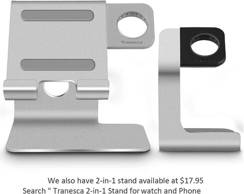 Watch Charger Stand Holder Dock Compatible with Apple Watch Series Ultra2/Ultra/10/9/8/7/6/5/4/3/2/1/SE (49mm/46mm/45mm/44mm/42mm/41mm/40mm/38mm) - Silver Grey in Saudi Arabia