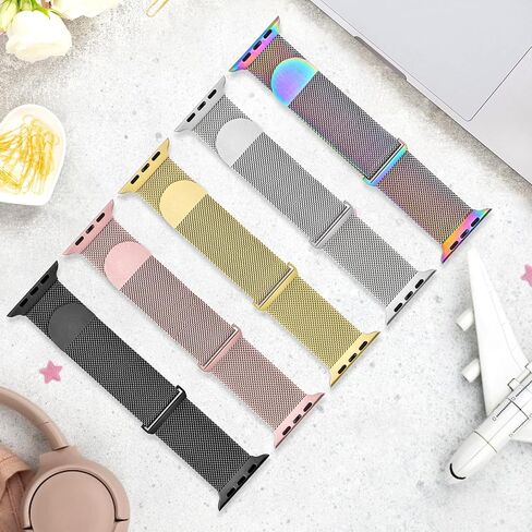 Sunnywoo Milanese Mesh Loop Compatible with Apple Watch Bands 42mm 44mm 45mm 46mm 49mm 38mm 40mm 41mm for Men Women, Stainless Steel Mesh strap for iWatch Ultra 2 Series 10 9 8 7 6 SE 5 4 3 in Saudi Arabia