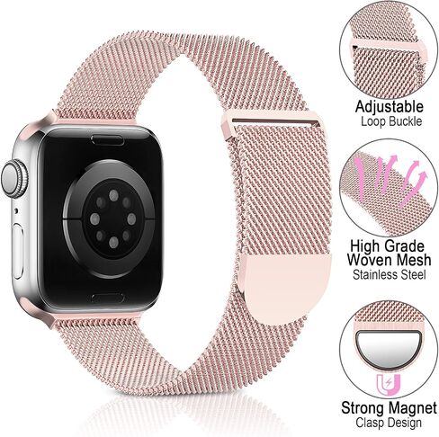 Sunnywoo Milanese Mesh Loop Compatible with Apple Watch Bands 42mm 44mm 45mm 46mm 49mm 38mm 40mm 41mm for Men Women, Stainless Steel Mesh strap for iWatch Ultra 2 Series 10 9 8 7 6 SE 5 4 3 in Saudi Arabia