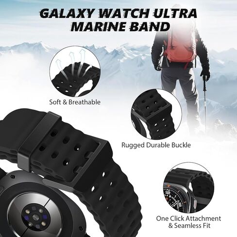 6 قطع من سوار السيليكون البحري لساعة سامسونج جالاكسي الترا 47 ملم للرجال/النساء، حزام رياضي ناعم مقاوم للماء متوافق مع ساعة سامسونج الترا باند للرجال/النساء بديل قابل للتنفس Correa Reloj in Saudi Arabia