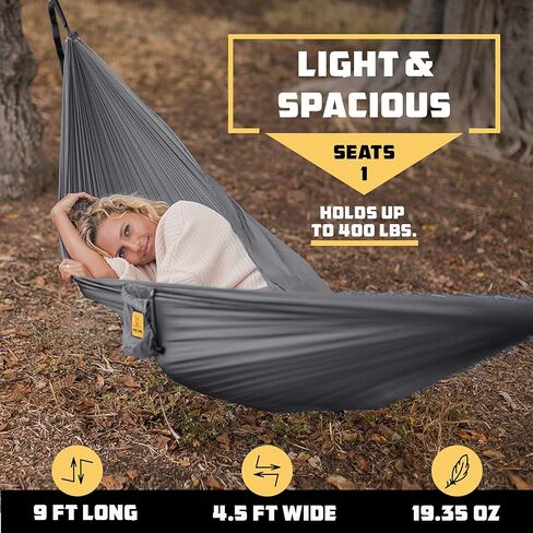 أرجوحة التخييم من Wise Owl Outfitters - أرجوحة خفيفة الوزن ومحمولة مع أشرطة للشجرة - أرجوحة خارجية للشاطئ والمشي لمسافات طويلة وحقائب الظهر والسفر in Kuwait