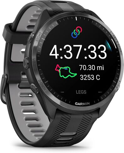 حزمة ساعة Garmin Forerunner 965 (Whitestone/Powder Gray) للجري والترياتلون GPS الذكية - شاشة AMOLED ساطعة، خفيفة الوزن، بطارية تدوم 31 ساعة - تتضمن سماعات أذن PlayBetter اللاسلكية للجري in Kuwait
