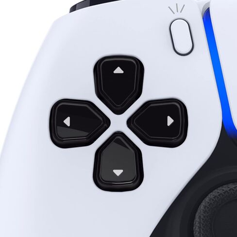 eXtremeRate Replacement Custom Dpad Action Buttons Three-Tone Black & Clear with White Redesigned Symbols D-pad Face Buttons Compatible with ps5 Controller in Saudi Arabia