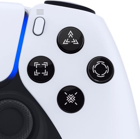 eXtremeRate Replacement Custom Dpad Action Buttons Three-Tone Black & Clear with White Redesigned Symbols D-pad Face Buttons Compatible with ps5 Controller in Saudi Arabia