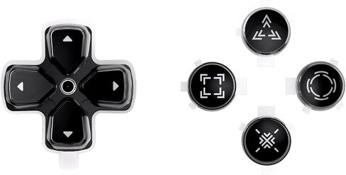 eXtremeRate Replacement Custom Dpad Action Buttons Three-Tone Black & Clear with White Redesigned Symbols D-pad Face Buttons Compatible with ps5 Controller in Saudi Arabia