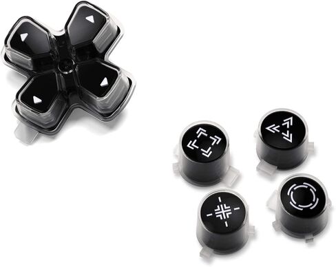eXtremeRate Replacement Custom Dpad Action Buttons Three-Tone Black & Clear with White Redesigned Symbols D-pad Face Buttons Compatible with ps5 Controller in Saudi Arabia