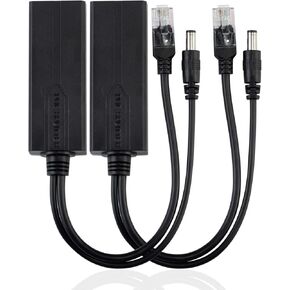 Active 48V to 12V Waterproof PoE Splitter Adapter, IEEE 802.3af Compliant 10/100Mbps, Outdoor Power Over Ethernet Splitter, for Surveillance IP Camera, Wireless AP and VoIP Phone(White, 2-Pack)