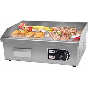 Electric Griddle, 21" x 16" Flat Top Griddle for Restaurant, Countertop Commercial Grill, Non-Stick Stainless Steel Grill, 50~300℃(122℉-572℉) Temperature Adjustable 1600W