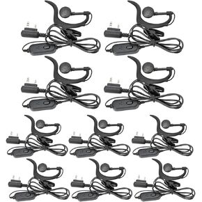 BAOFENG Walkie Talkie Earpiece with Mic 2 Pin K Port Headset UV-5R BF-F8HP 5RM UV-21R UV-5G Plus GM-5RH K5PLUS AR-152 UV-17R BF-888S GM-15PRO UV-S9 Plus Etc (10Pack)