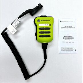 Motorola Solutions PMMN4107, PMMN4107C Impact Green Color. XE500 Remote Speaker Mic (NO Channel knob). Five Integrated Microphones, Adaptive Audio, IP68 Submersible Rating, Heat Resistant Temp Cable