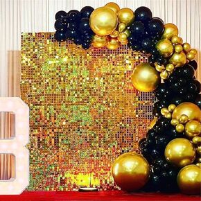 Silver Shimmer Wall Backdrop Panels, 12 PCS Square Glitter Sequin Backdrop, Shimmer Wall for Birthday, Anniversary, Wedding, Graduation, Disco, Bachelorette House Party Decoration